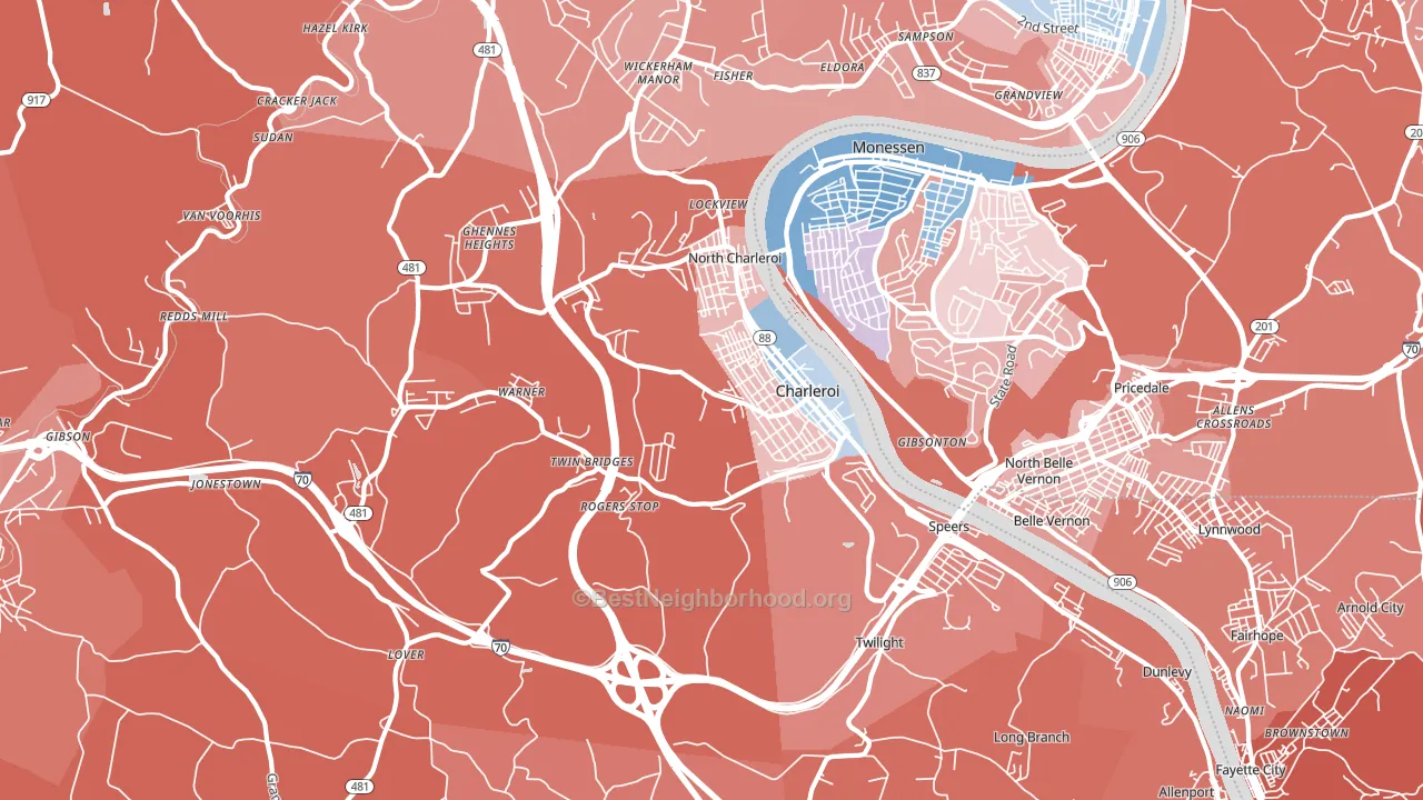 15022, PA block-group political-lean map