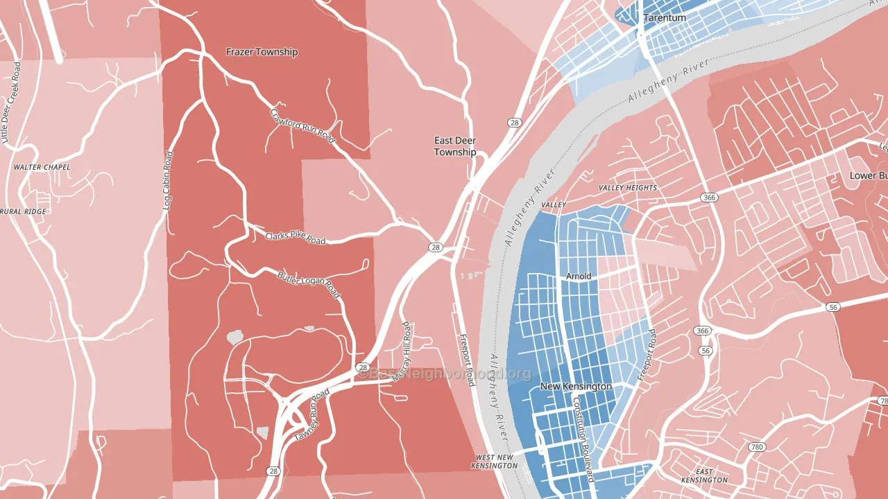 15030, PA block-group political-lean map