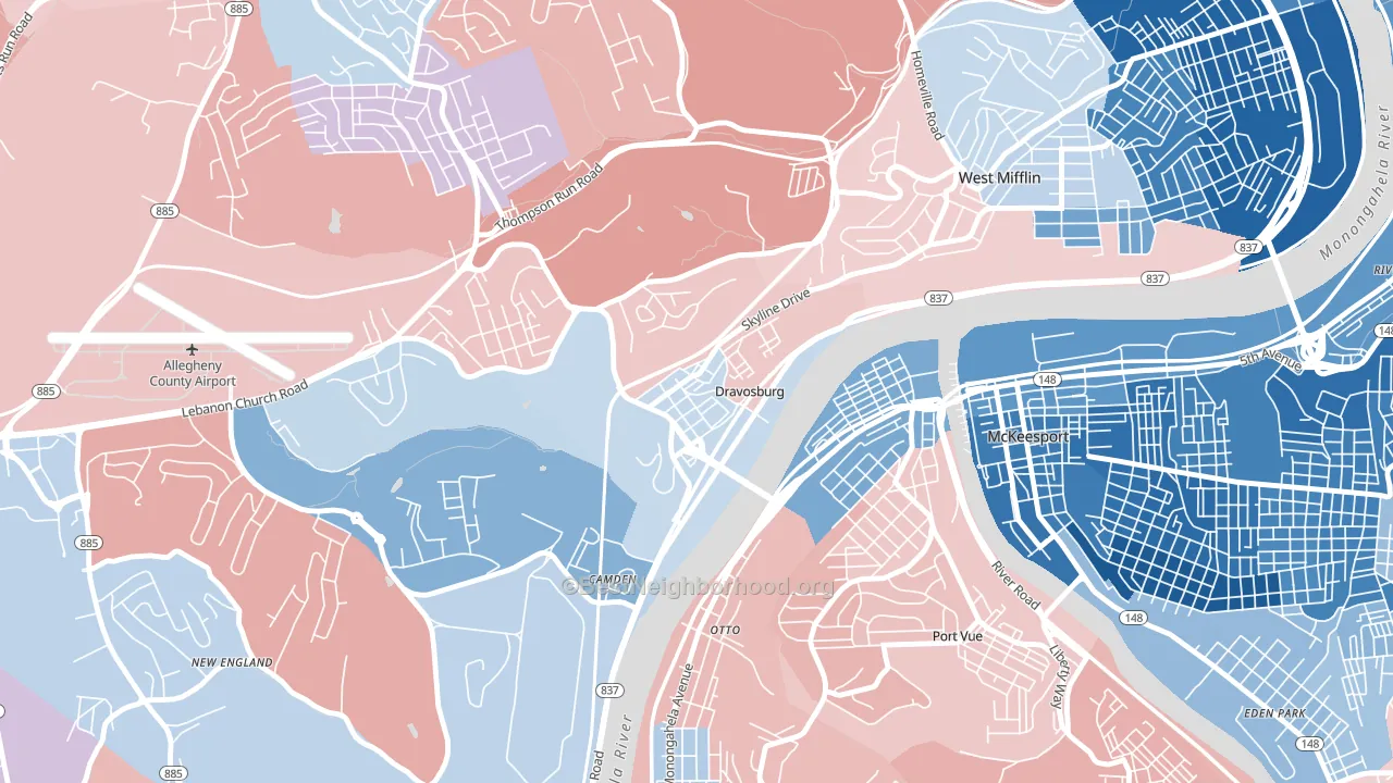 15034, PA block-group political-lean map