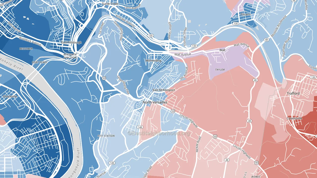 15035, PA block-group political-lean map