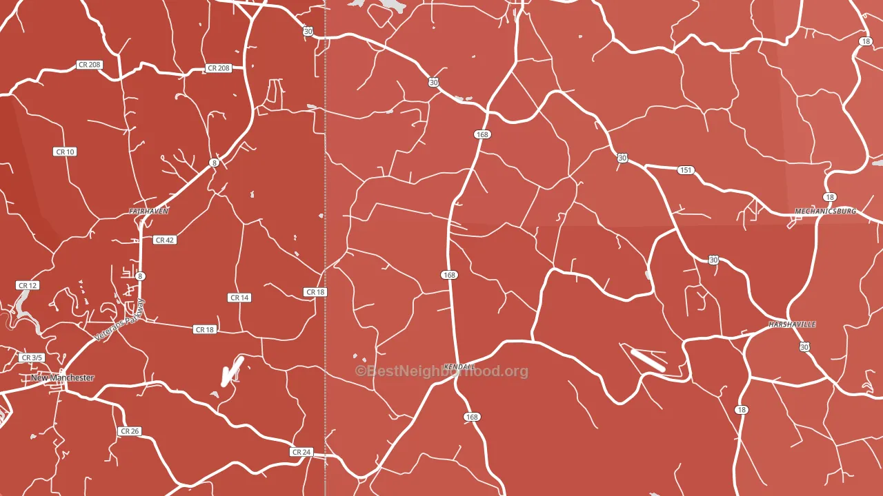15043, PA block-group political-lean map