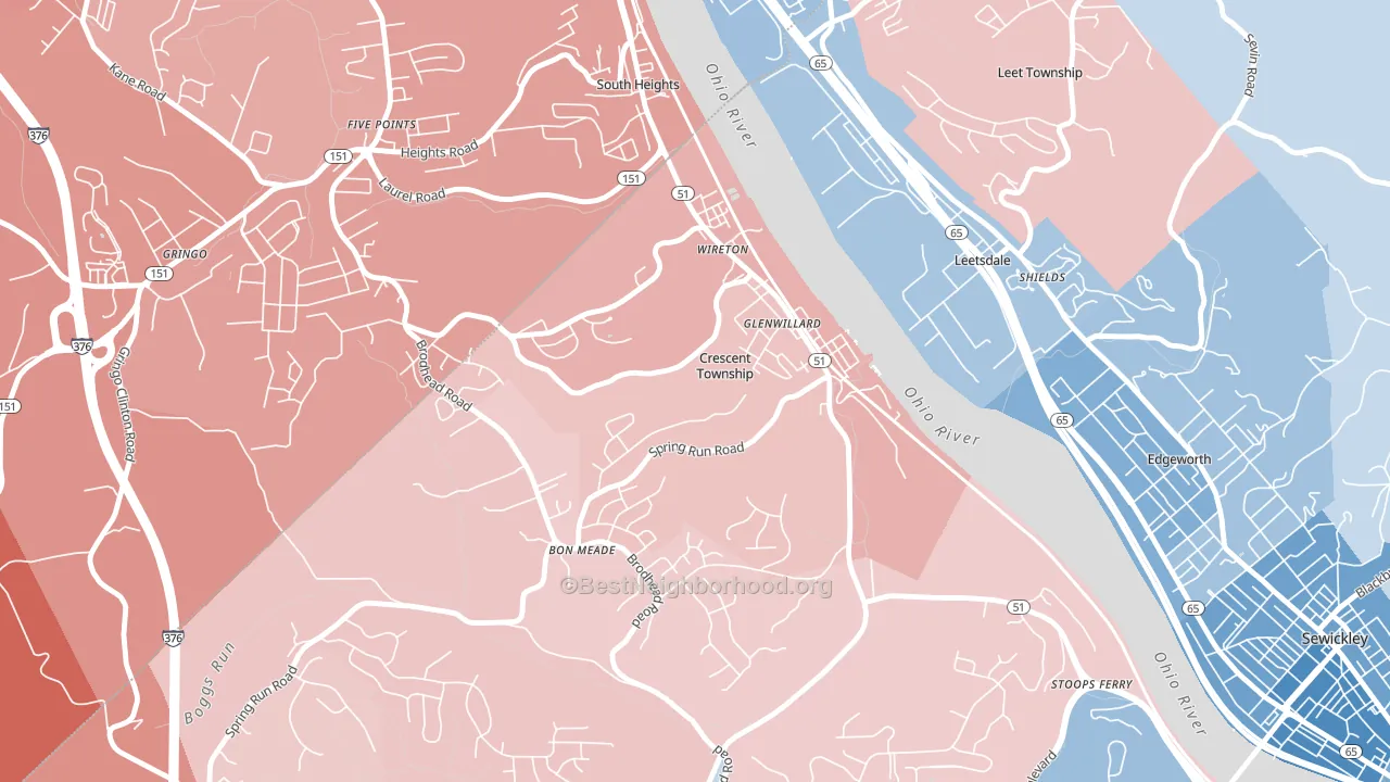 15046, PA block-group political-lean map
