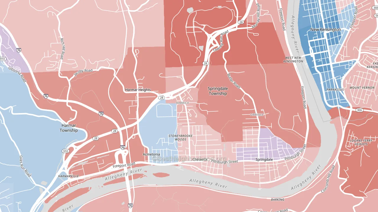 15049, PA block-group political-lean map