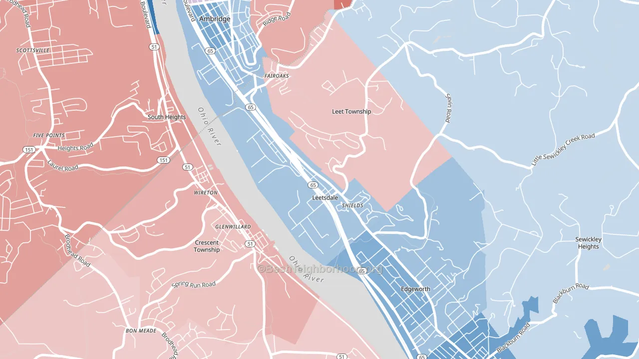 15056, PA block-group political-lean map