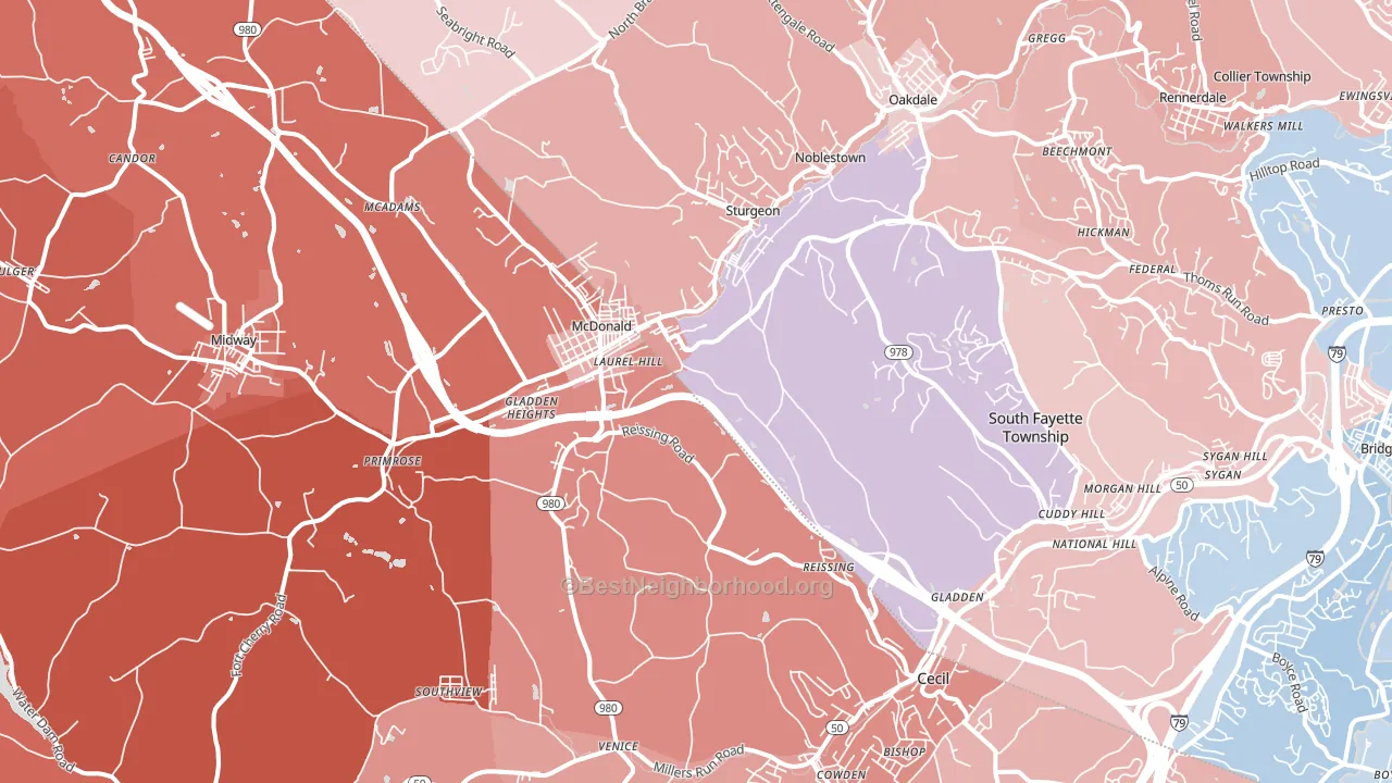 15057, PA block-group political-lean map