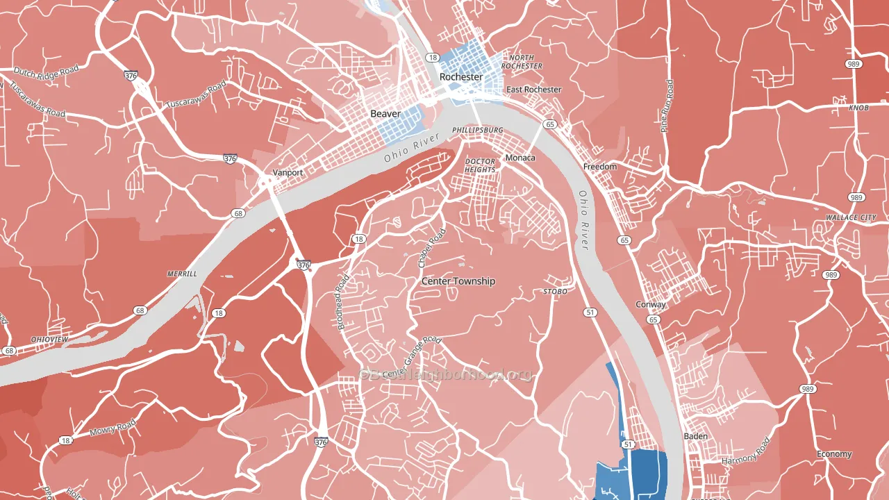 15061, PA block-group political-lean map