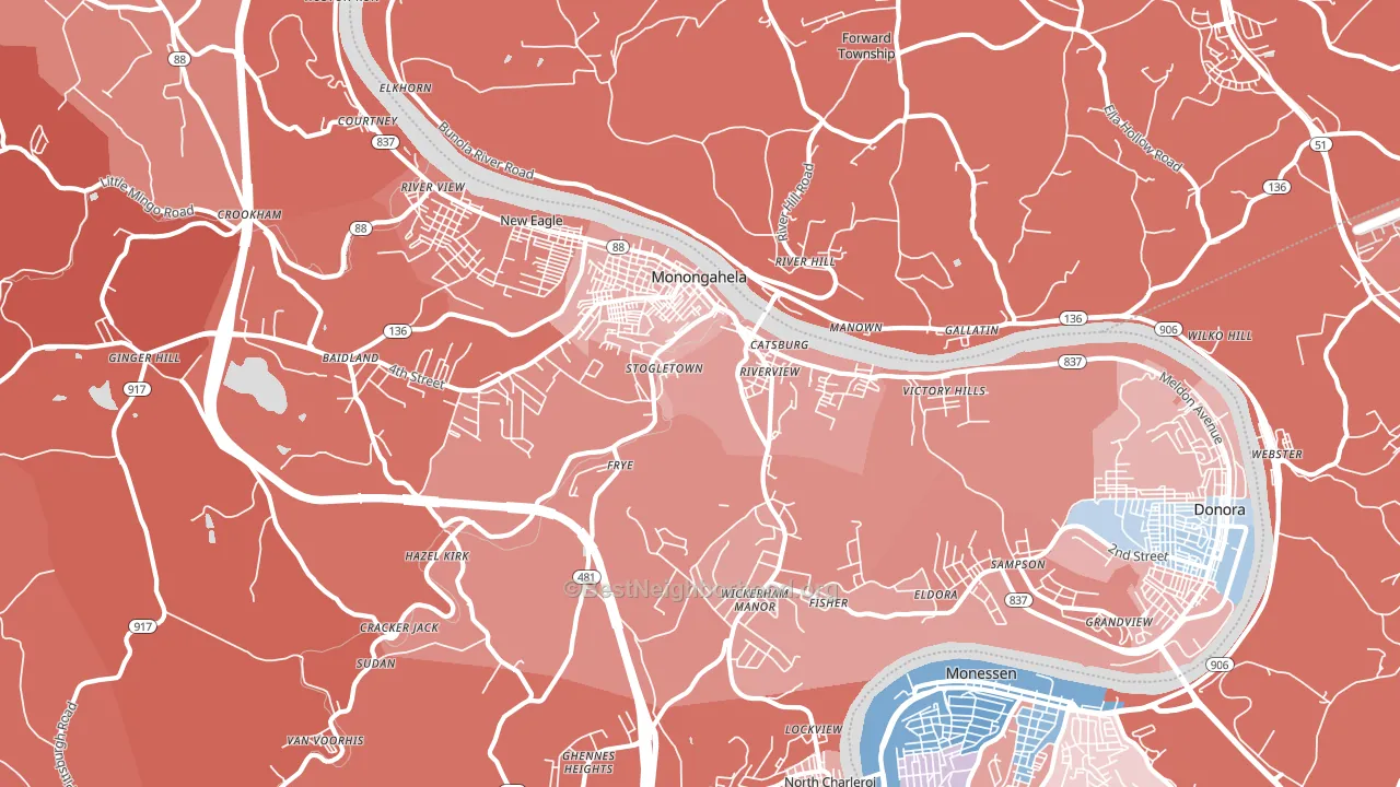 15063, PA block-group political-lean map