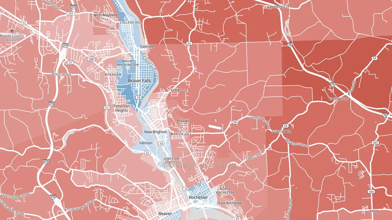 15066, PA block-group political-lean map