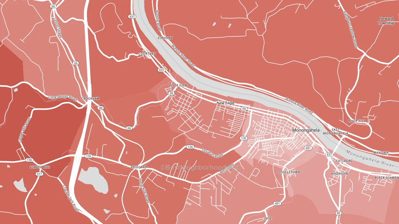 15067, PA block-group political-lean map