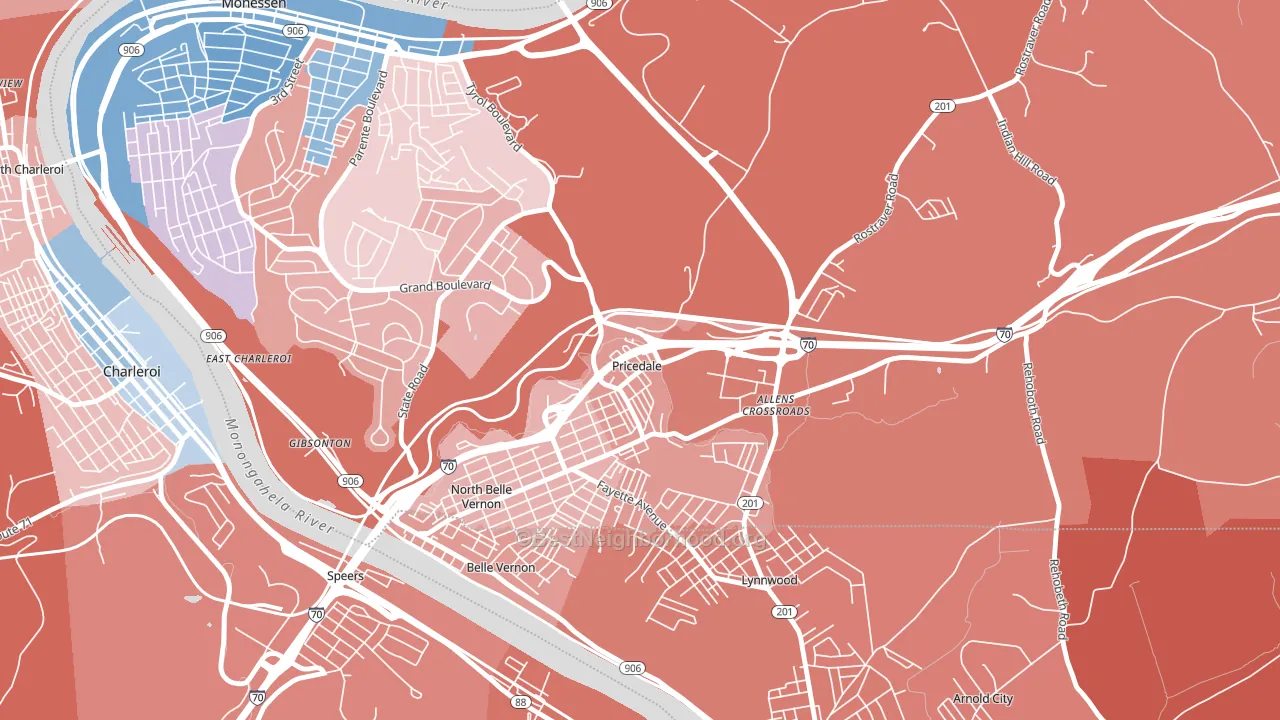 15072, PA block-group political-lean map