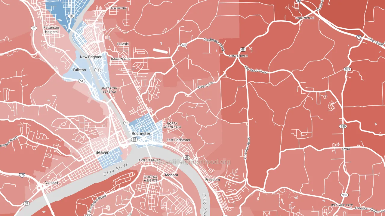 15074, PA block-group political-lean map