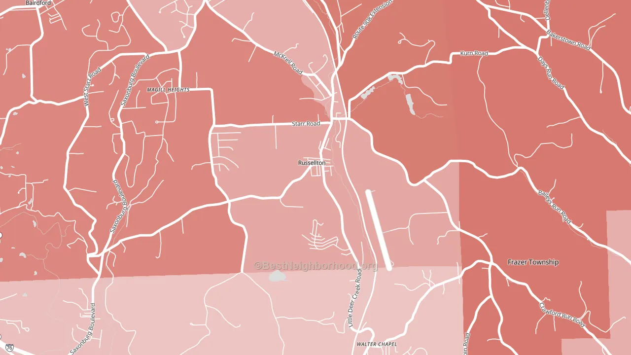 15076, PA block-group political-lean map