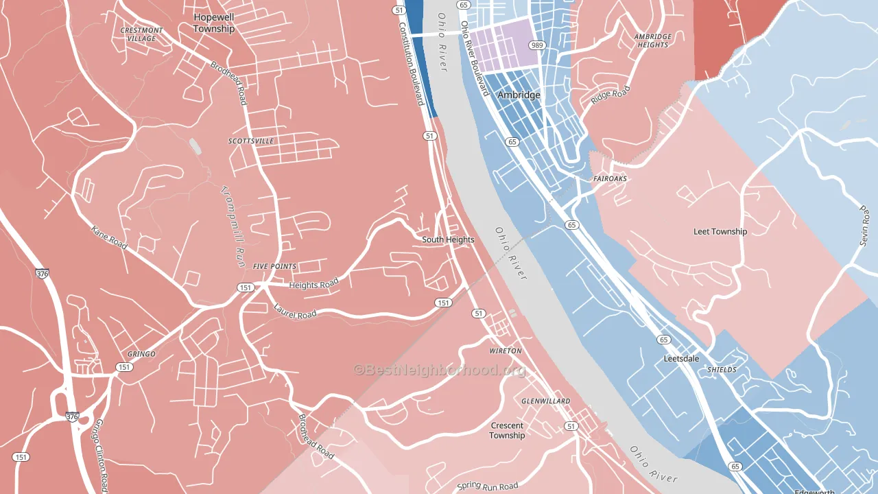 15081, PA block-group political-lean map