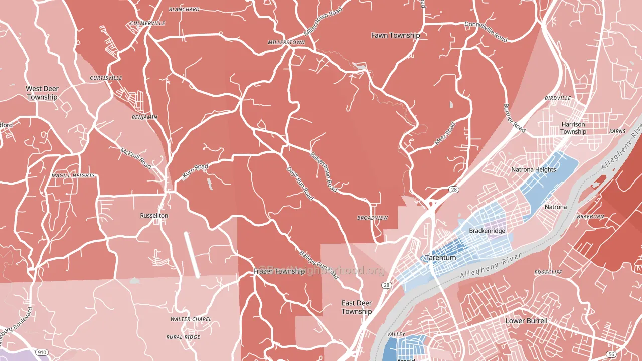 15084, PA block-group political-lean map
