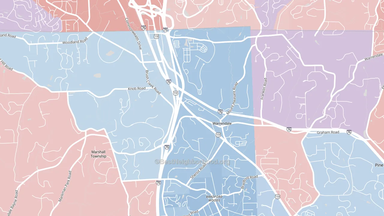 15086, PA block-group political-lean map