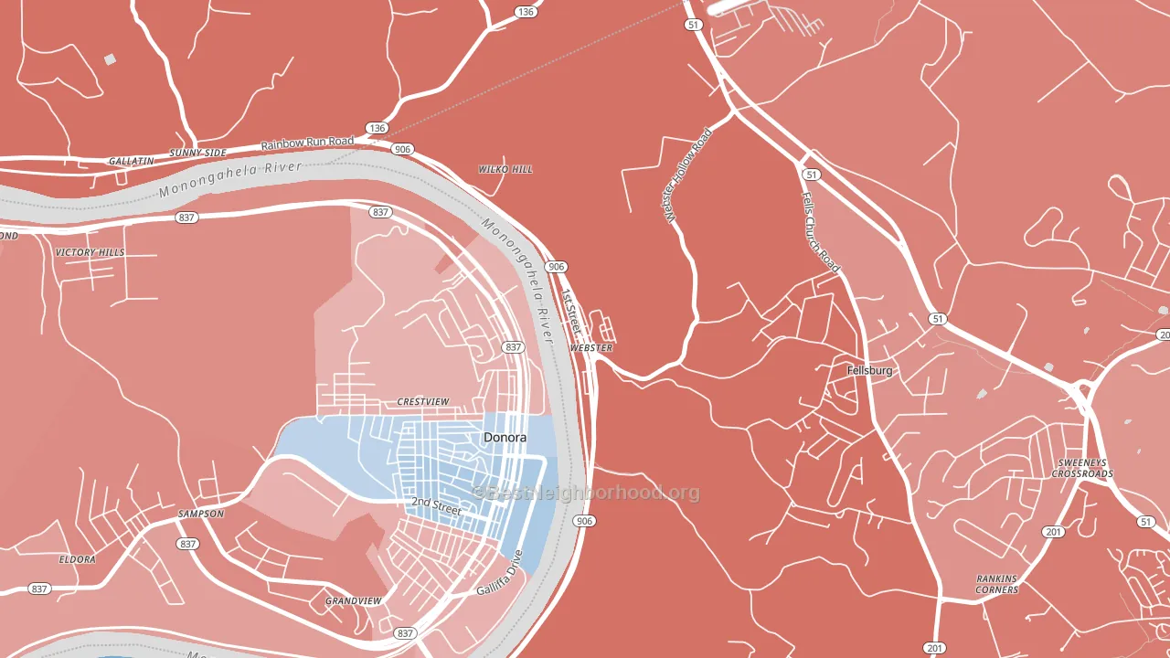 15087, PA block-group political-lean map