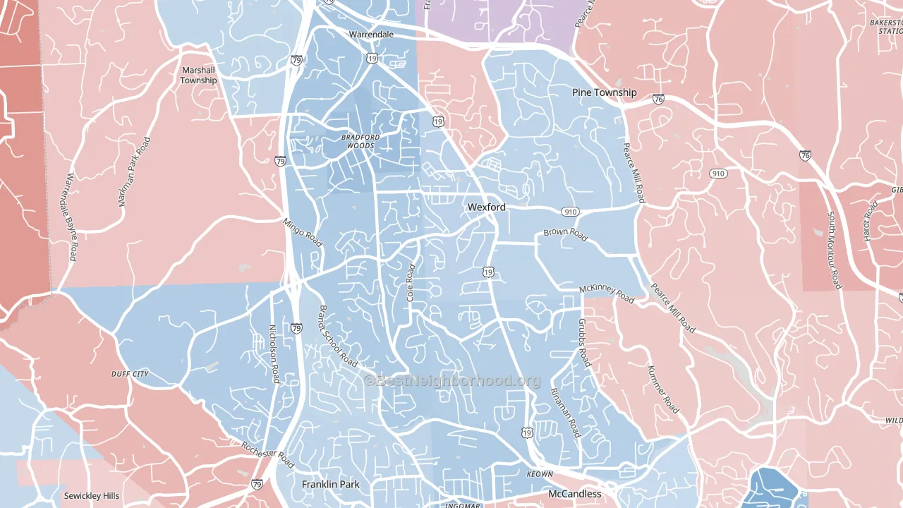 15090, PA block-group political-lean map