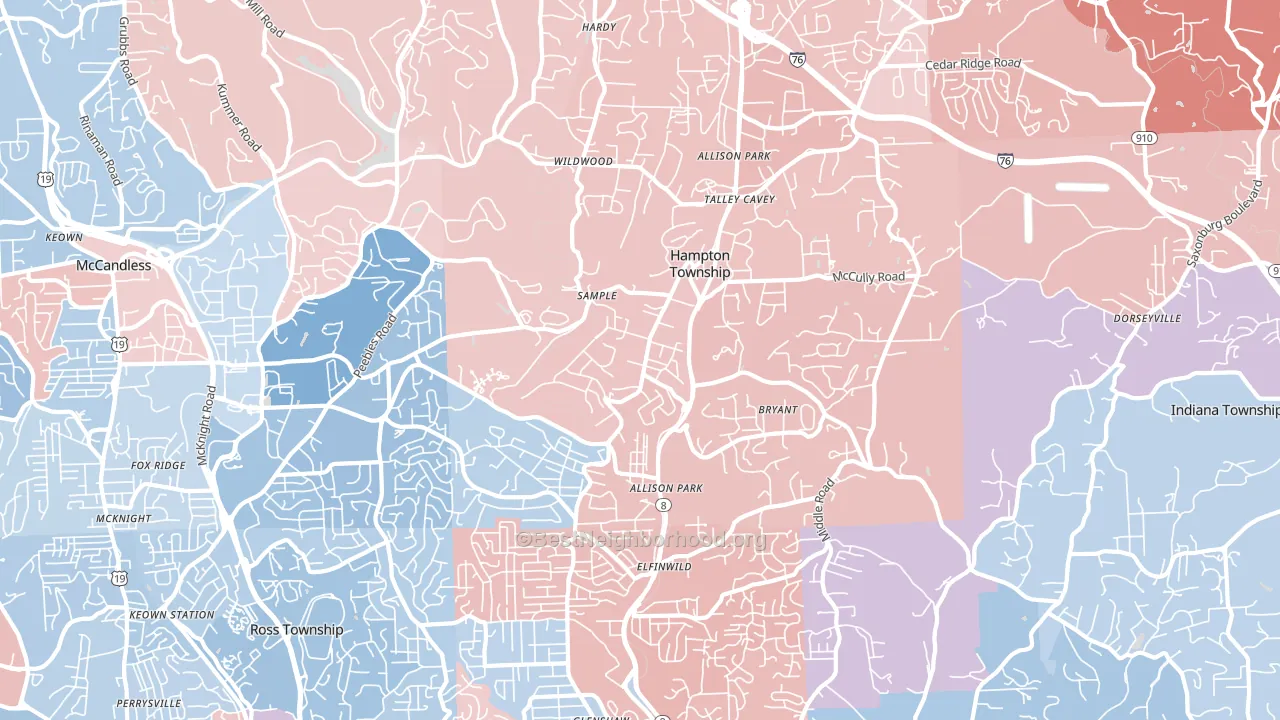 15101, PA block-group political-lean map