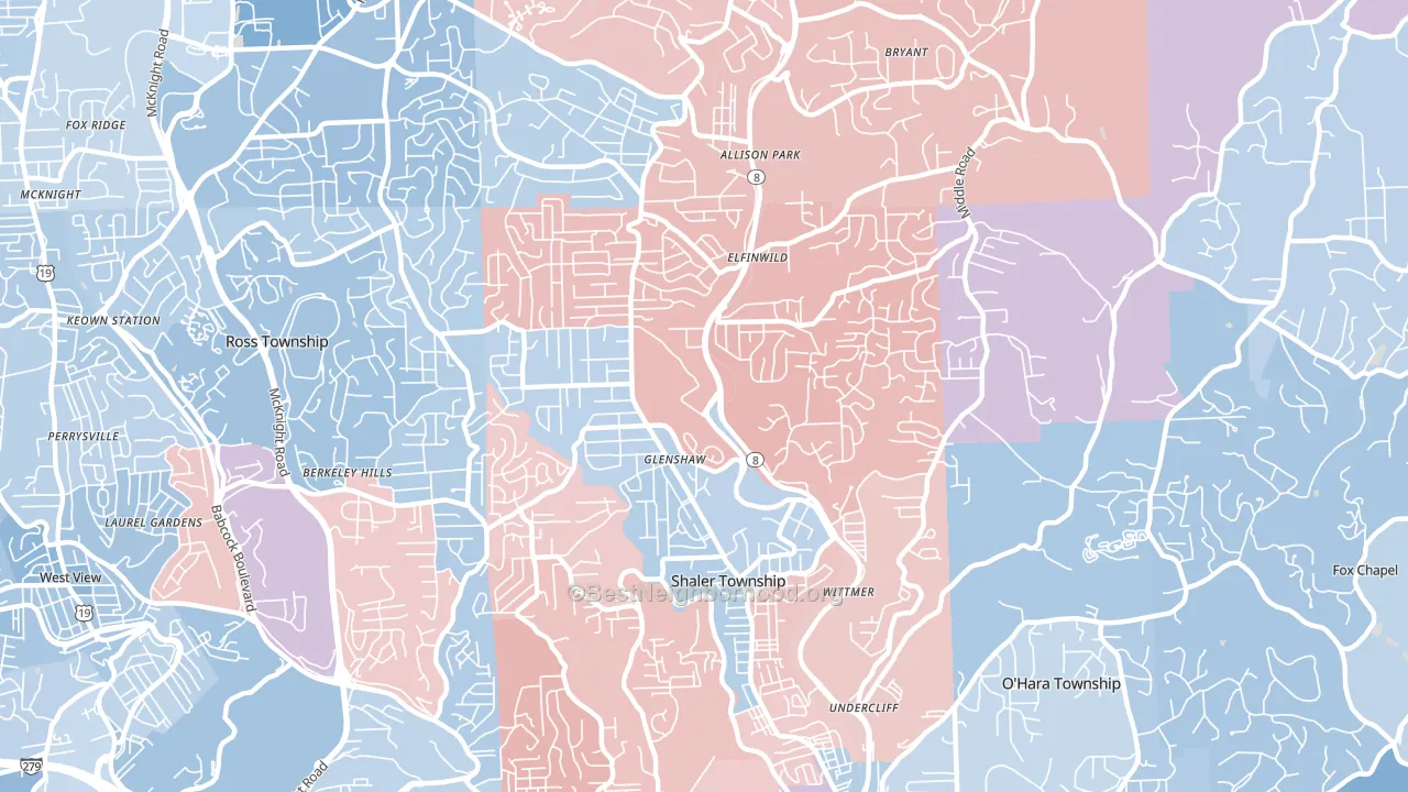 15116, PA block-group political-lean map