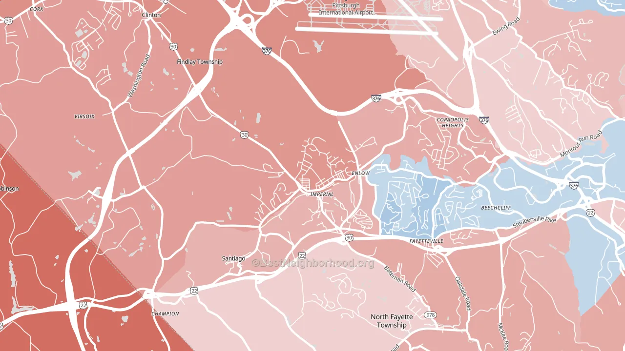 15126, PA block-group political-lean map