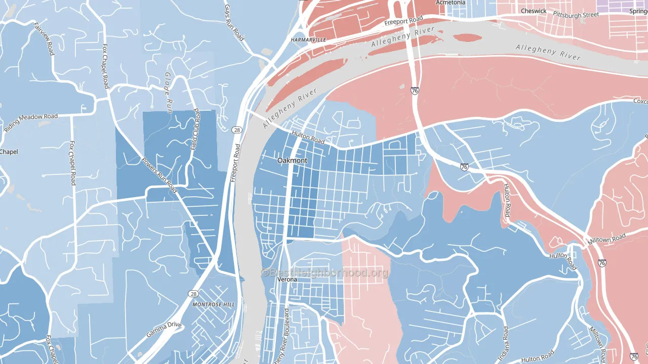15139, PA block-group political-lean map