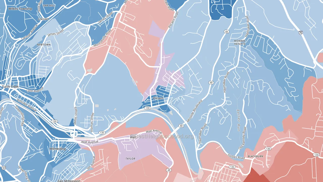 15140, PA block-group political-lean map