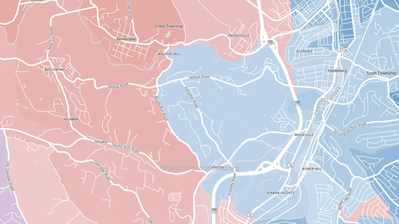 15142, PA block-group political-lean map