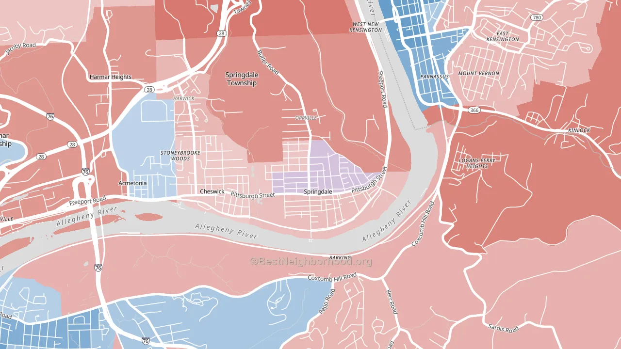 15144, PA block-group political-lean map