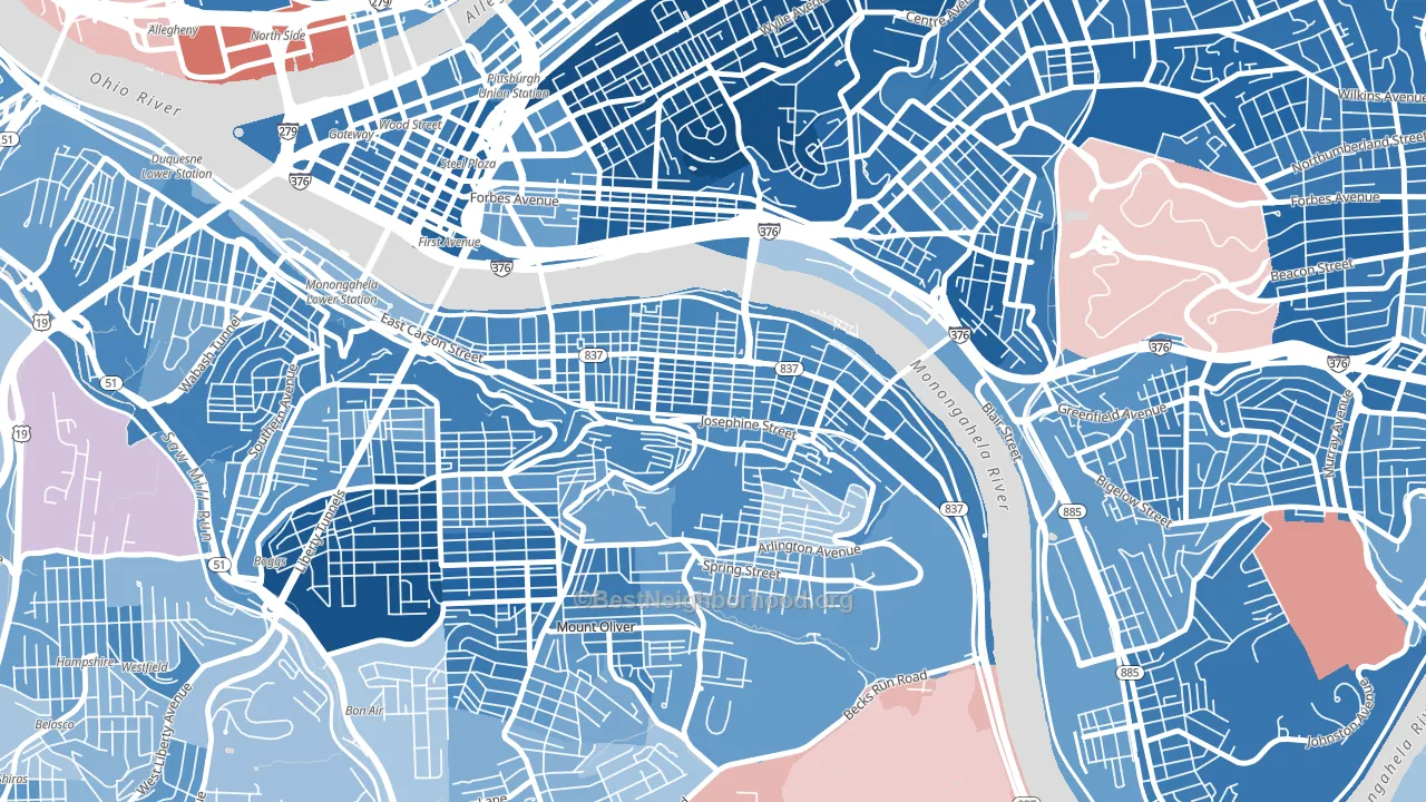 15203, PA block-group political-lean map