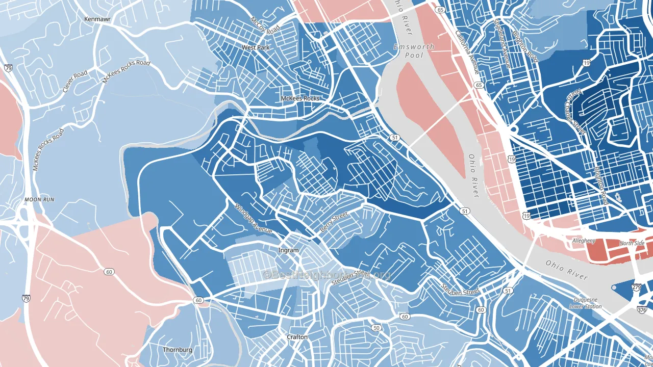 15204, PA block-group political-lean map