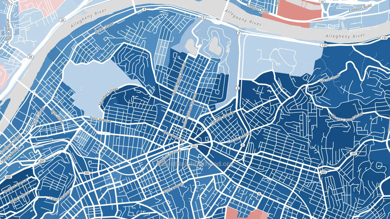 15206, PA block-group political-lean map