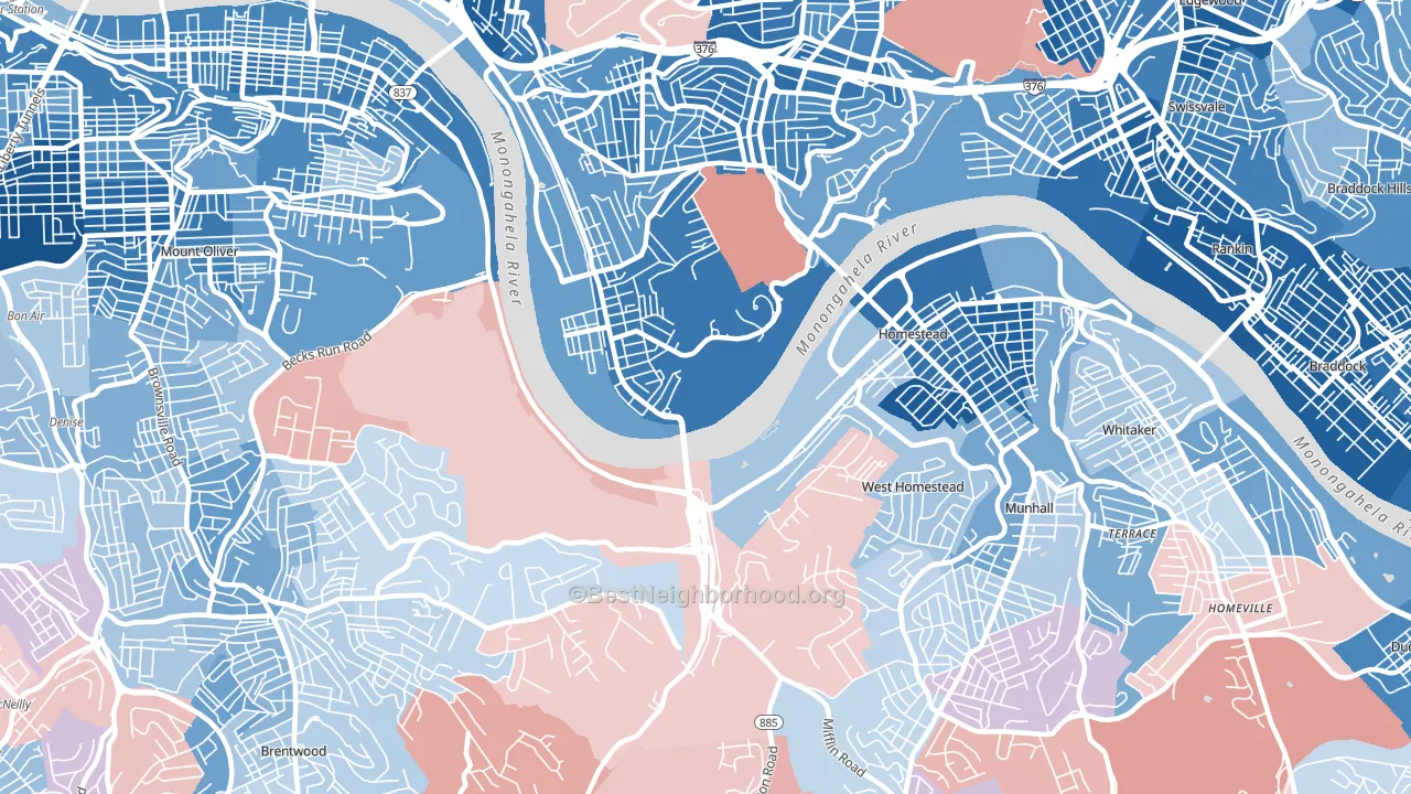 15207, PA block-group political-lean map