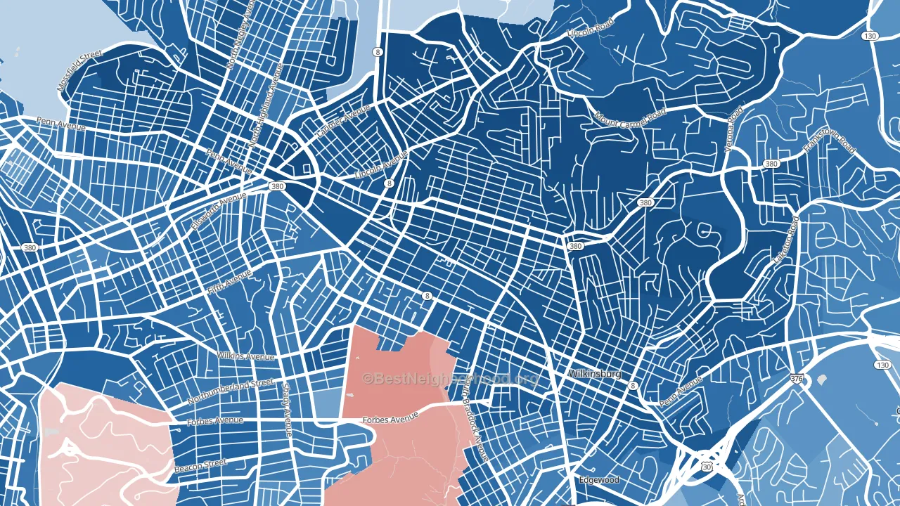 15208, PA block-group political-lean map