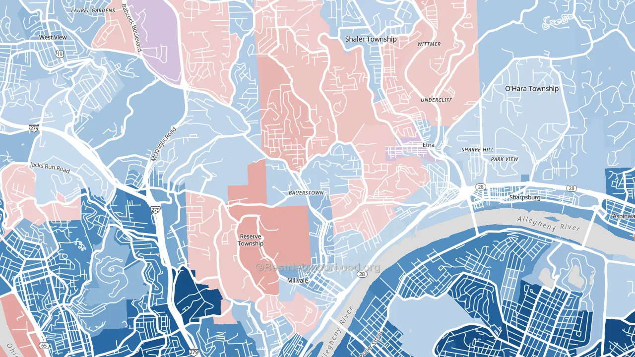 15209, PA block-group political-lean map