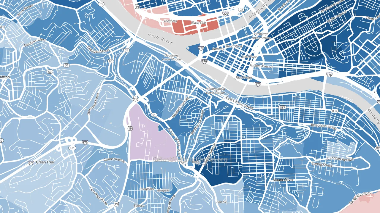 15211, PA block-group political-lean map