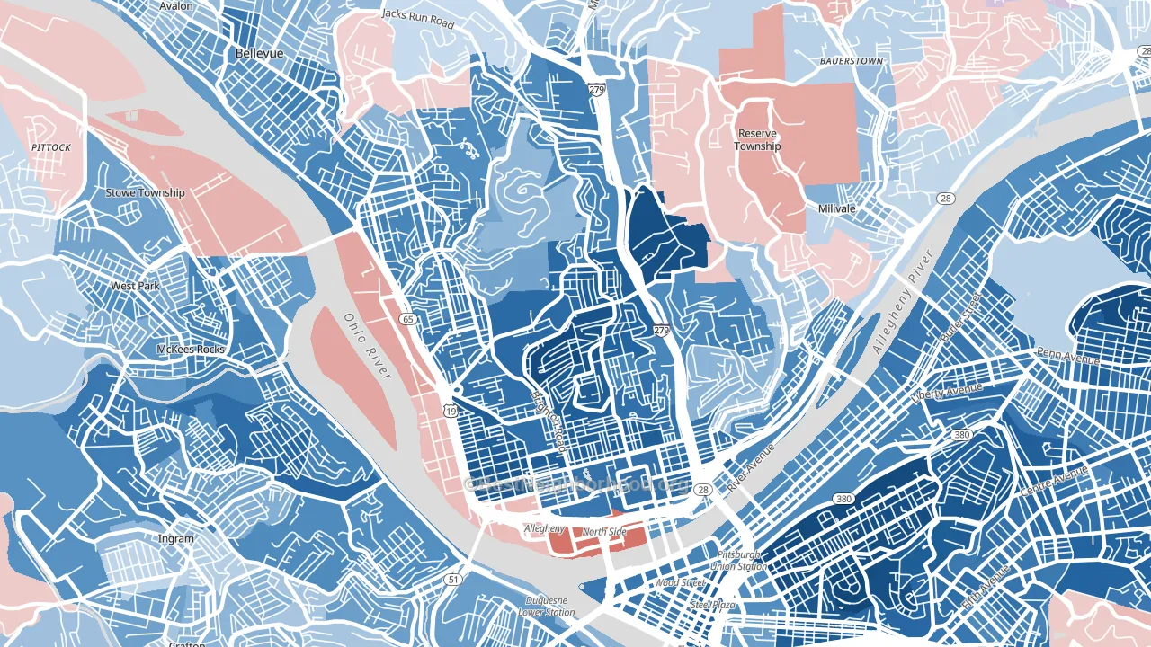 15212, PA block-group political-lean map