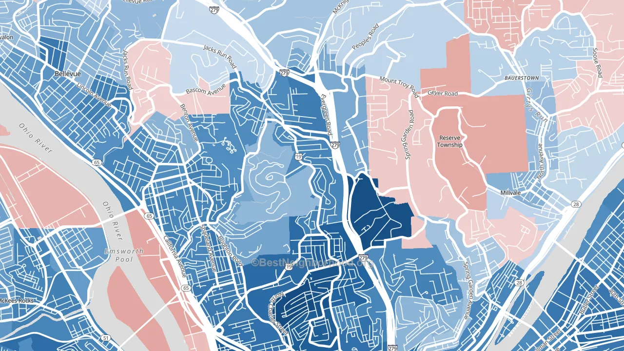15214, PA block-group political-lean map