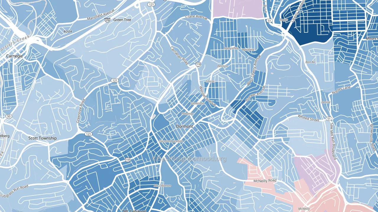 15216, PA block-group political-lean map