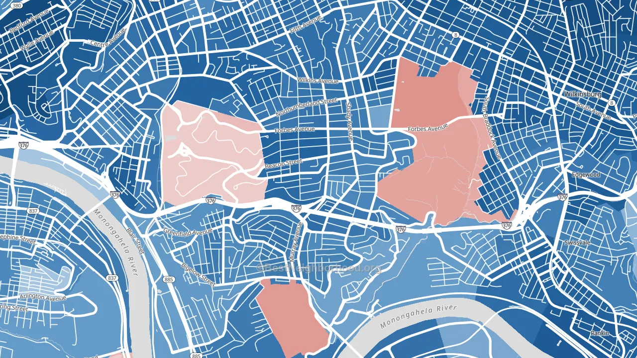15217, PA block-group political-lean map