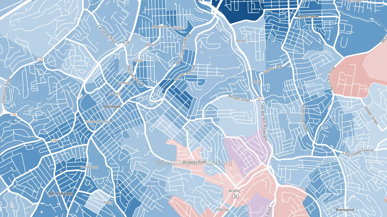 15226, PA block-group political-lean map
