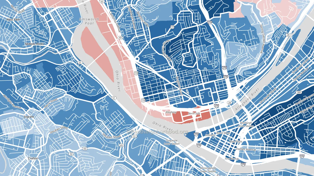15233, PA block-group political-lean map