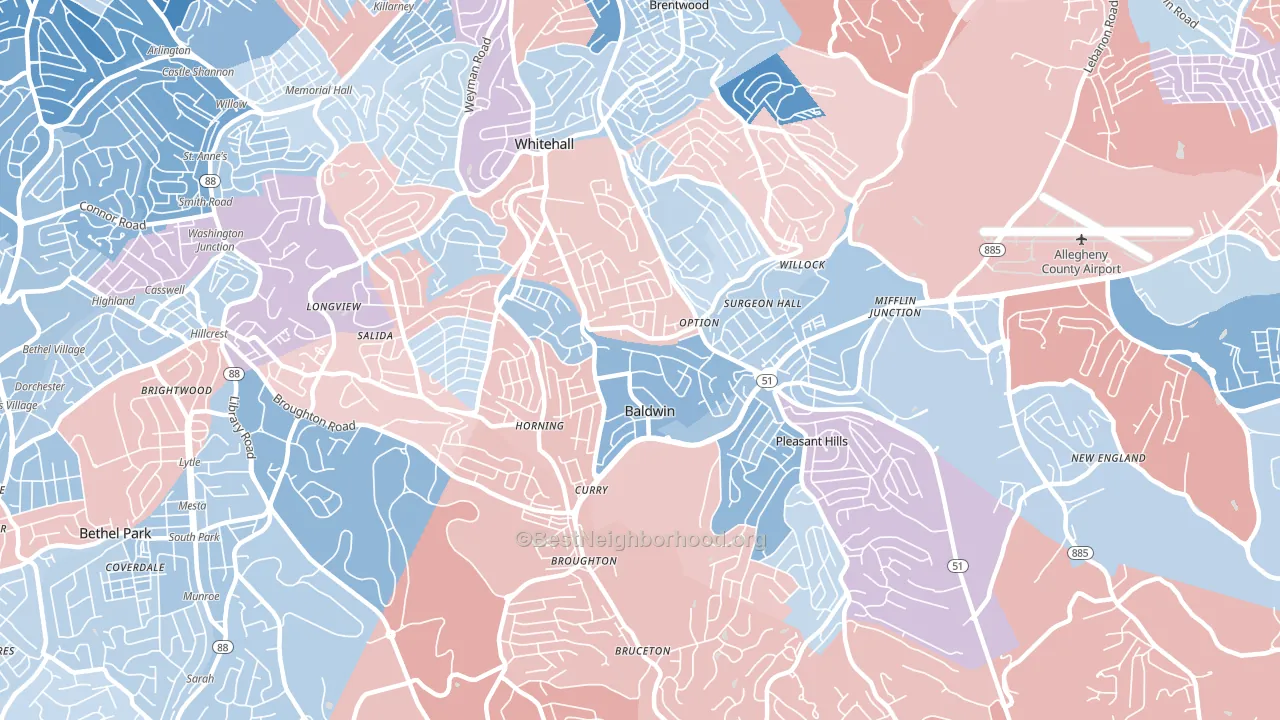 15236, PA block-group political-lean map