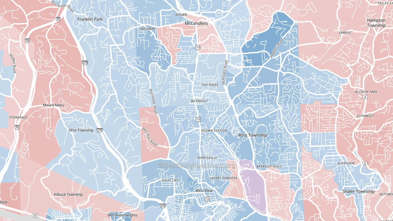 15237, PA block-group political-lean map