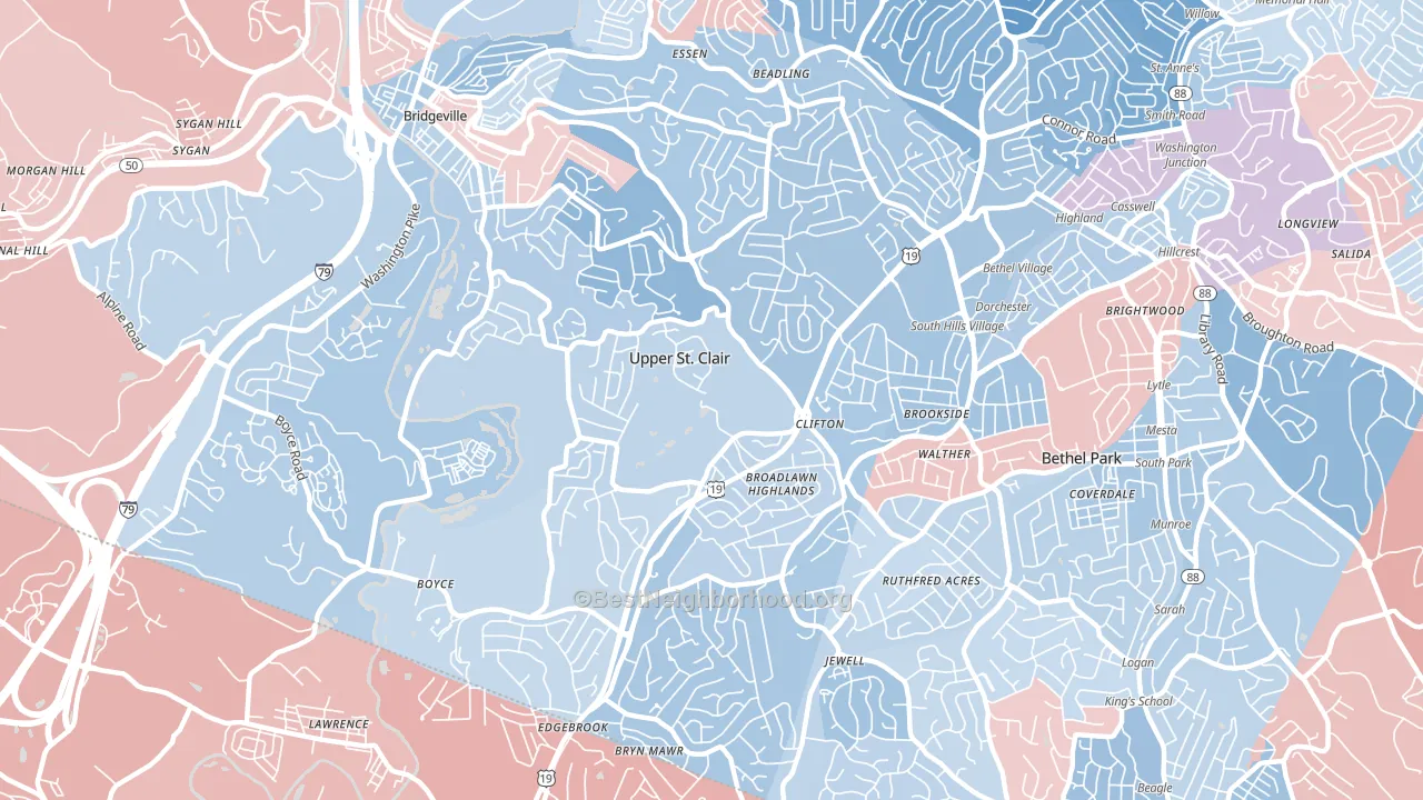 15241, PA block-group political-lean map