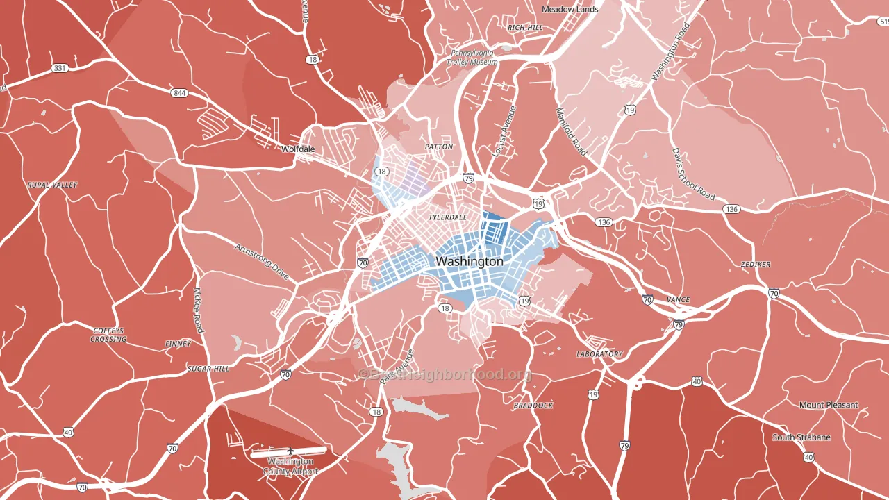 15301, PA block-group political-lean map