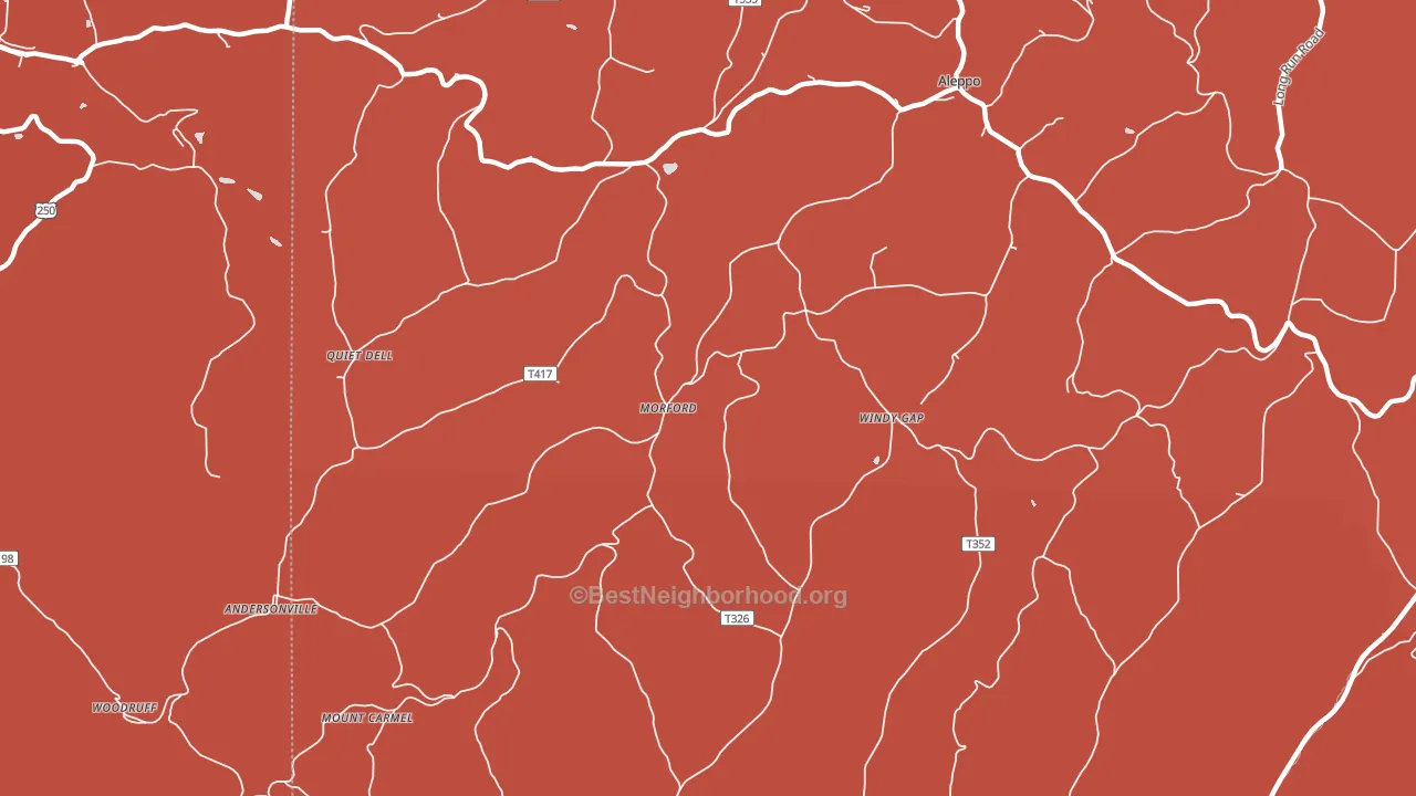 15310, PA block-group political-lean map