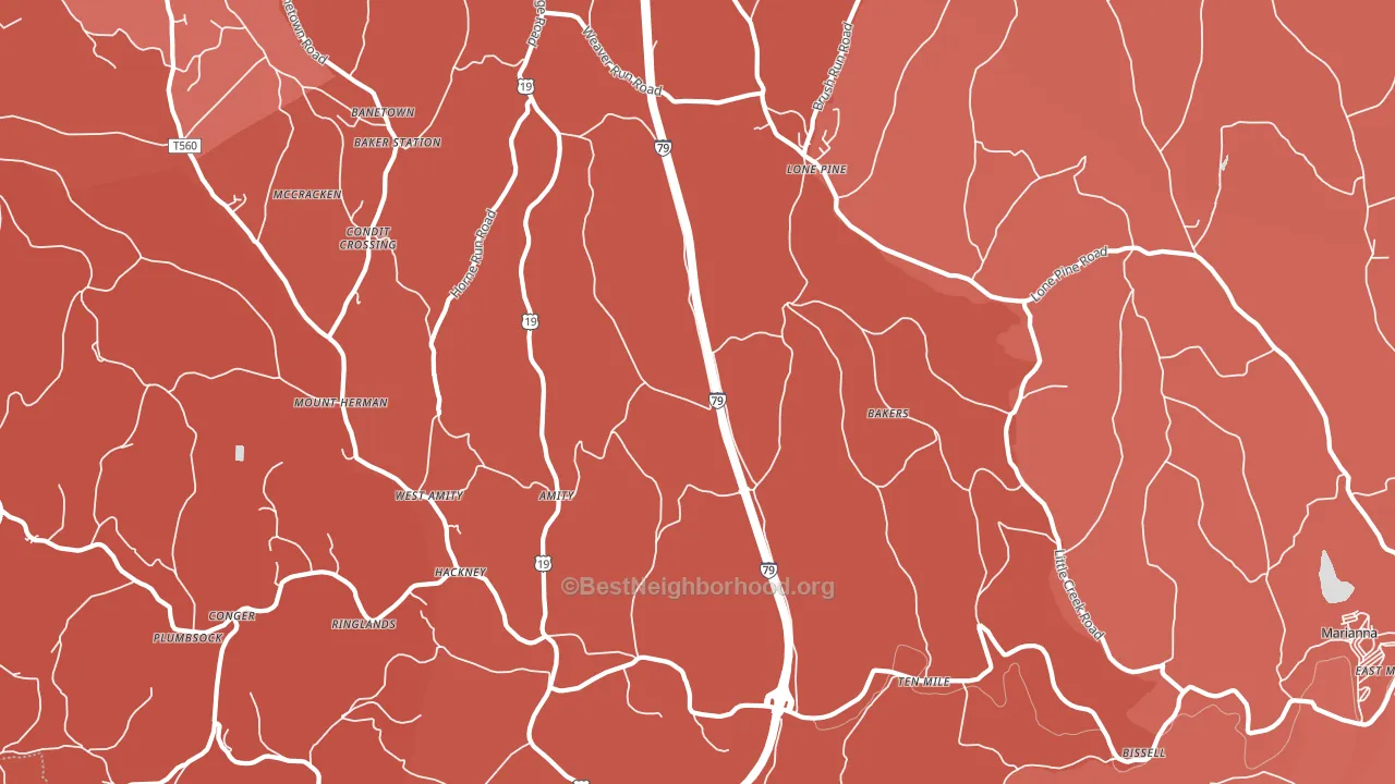 15311, PA block-group political-lean map