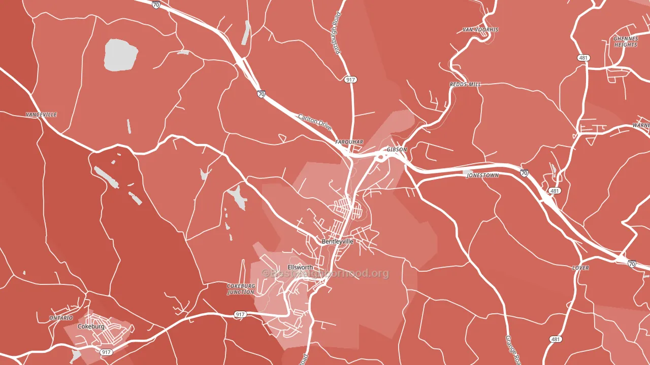 15314, PA block-group political-lean map