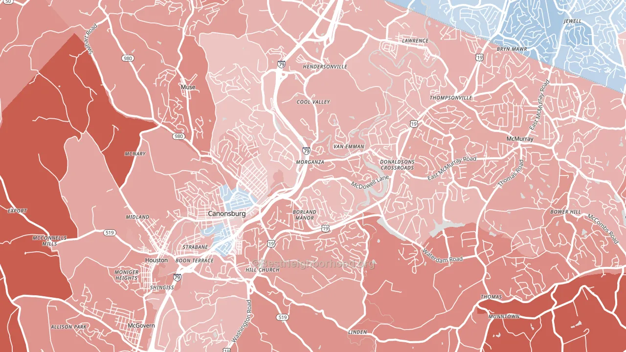 15317, PA block-group political-lean map