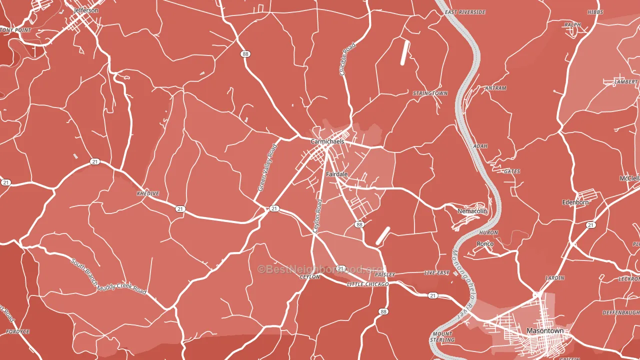 15320, PA block-group political-lean map